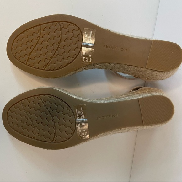 Rockport Marah Ankle Espadrille Chevron Wedge Peep Toe 8M - Picture 4 of 8